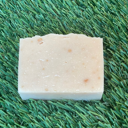 Mango bar soap made with mango powder, shea butter, and olive oil to cleanse, moisturize, and brighten dull, dry skin.